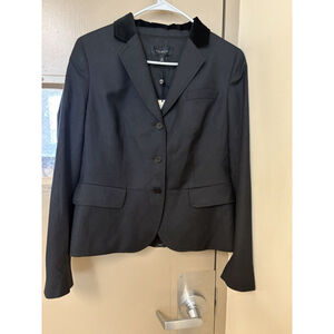 Talbots NWT Wool Blend Velvet Lapel Blazer Sz 10 Classic Button Front Black $179